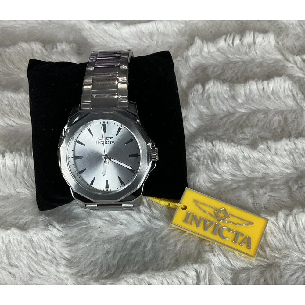 Invicta‎ Speedway Mens 42 mm Stainless Steel Silver Dial Quartz Watch New In Box
